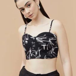Ginger by Lifestyle Black Cotton Printed Crop Top-picture-19