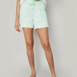 Ginger by Lifestyle Lime Green & White Cotton Tie & Dye Shorts-image-53