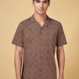 7 Alt by Pantaloons Dark Brown Relaxed Fit Self Design Shirt-picture-46