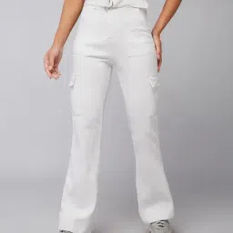 DOLCE CRUDO White Relaxed Fit High Rise Stretchable Jeans-picture-18