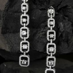 Karatcart Silver-Plated Long Cubic Zirconia Dangler Earrings for Women-36