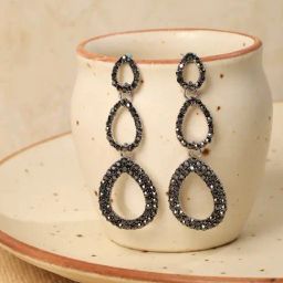 Sohi women's hollow teardrop earrings dark silver-image-35