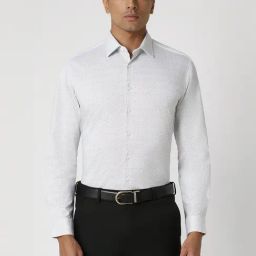 Van Heusen White Cotton Slim Fit Printed Shirt-image-88
