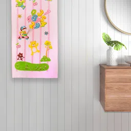 FABINALIV Kids Pink & Green Cartoon Printed 420 GSM Cotton Bath Towel-34