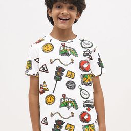 Jack & Jones Junior Boys Conversational Printed Round Neck Pure Cotton T-shirt-picture-24