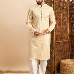 House of Pataudi Self Design Straight Kurta-image-63