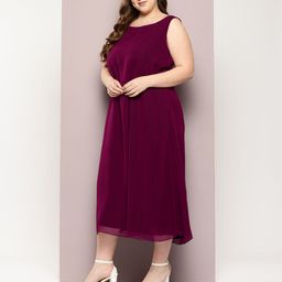 Qurvii+ Plus Size Self Design Georgette A-Line Midi Dress image 4