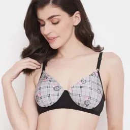 Clovia Grey Checks Non Wired Padded T-Shirt Bra-picture-2