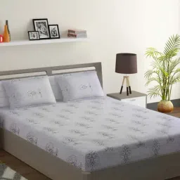 Swayam Ananda Abstract Purple 200 TC Cotton Double Bedsheet with 2 Pillow Covers-image-85