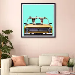 999store Blue & Yellow Cartoons And Car Printed Canvas Painting-image-11