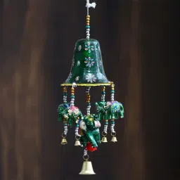 eCraftIndia Handcrafted Decorative Elephant Wall/Door/Window Hanging Bells-image-85