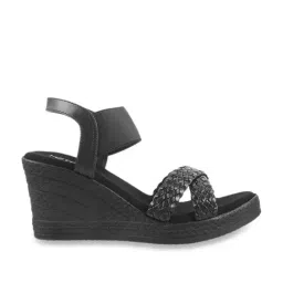 Metro Women's Black Ankle Strap Wedges-image-72