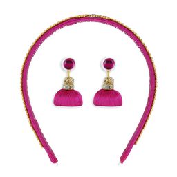 AKSHARA Girls Pink Set of 2 Beaded Hair Accessory Set image 1