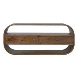 Artisan Furniture Brown Chestnut Curved Edge Media Unit with 2 Drawers-image-3
