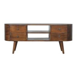 Artisan Furniture Brown Chestnut Rounded Entertainment Unit-image-36