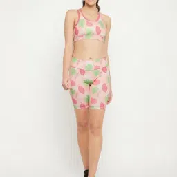Clovia Light Pink Printed Sports Set-picture-12