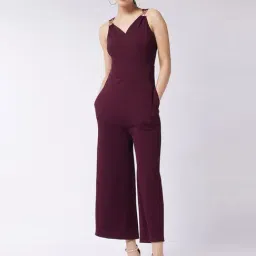 Miss Chase Wine V Neck Jumpsuit-picture-30
