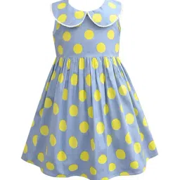 A.T.U.N. Girls Blue & Yellow Printed Dress-image-7