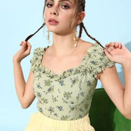 Marie Claire Green Floral Print Top-image-52
