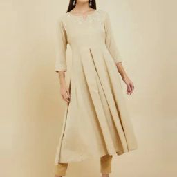 Soch Beige Embroidered A Line Kurta-image-86