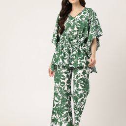 ETC Floral Printed Pure Cotton Kaftan Night Suit-picture-19