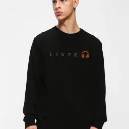 Bewakoof Jet Black Regular Fit Graphic Print Sweatshirt-44