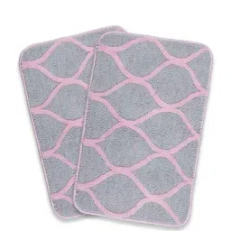 Saral Home Haven Pink & Grey Microfibre Antiskid & Washable Bath Mat - Set of 2-image-49