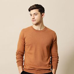 Mr Bowerbird Men Rust Orange Solid Tailored Fit Pullover Sweater-picture-0