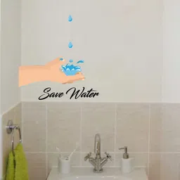 rawpockets Beige & Blue Save Water Wall Sticker-image-49