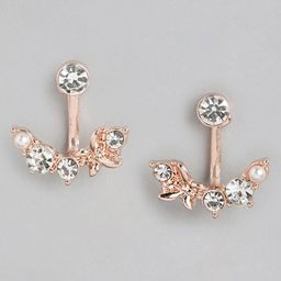 Forever New Rose Gold Plated Artificial Stones Studded Contemporary Jacket Earrings-picture-40