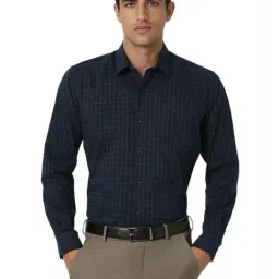 Peter England Navy Regular Fit Checks Shirt-picture-23