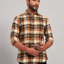 Cantabil Multicolor Cotton Regular Fit Checks Shirt-image-9
