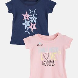 Gini and Jony Infant Girls Pack of 2 Printed Pure Cotton T-shirts-image-54