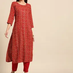 Anouk Women Red Tribal Printed Quirky Kurta-0
