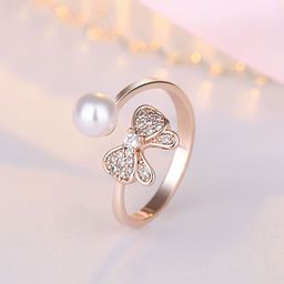 Jewels Galaxy Rose Gold-Plated American Diamond-Studded Finger Ring-15