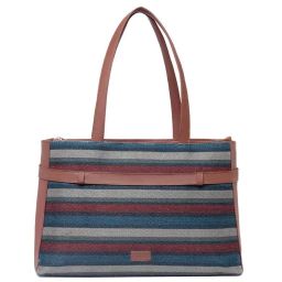 ZOUK Multicolor Striped Large Laptop Tote Handbag image 1