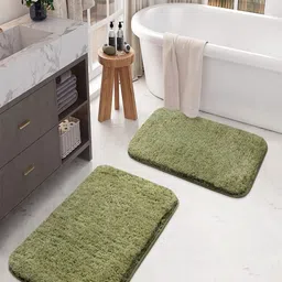 LUXEHOME INTERNATIONAL Set Of 2 Green 2200 GSM Anti-Slip Bath Rugs-image-37