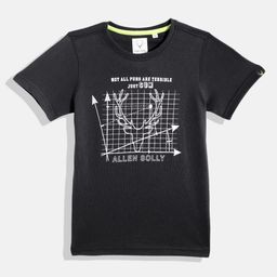 Allen Solly Junior Boys Black & White Printed Pure Cotton T-shirt-picture-7