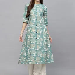 Stylum Turquoise Printed A-Line Kurta image 1