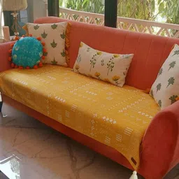 THROWPILLOW Multicoloured Printed Polyester 1 Piece Sofa Cover-image-88