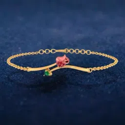 P.C. Chandra Jewellers 22KT Yellow Gold Rose Shaped Bracelet With Green Stone for Women & Girls-image-75