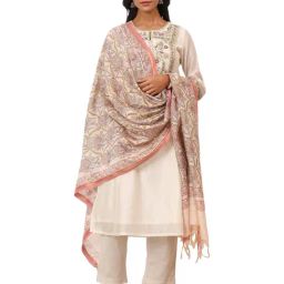 Folksong By W Off White Embroidered Dupatta-31