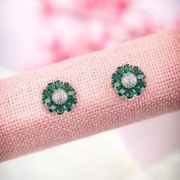 Priyaasi Green & Silver Stud Earrings-35