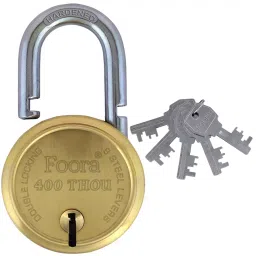 Foora 400 Thou 65 mm Brass Gold Finish 5 Keys Padlock-22