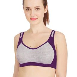 AROUSY Grey & Purple Cotton Color-Block Bralette Bra-25