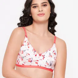 Clovia White Printed Non Wired Non Padded Full Coverage Bra image 1