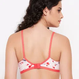 Clovia White Printed Non Wired Non Padded Full Coverage Bra image 2