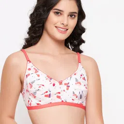 Clovia White Printed Non Wired Non Padded Full Coverage Bra image 4