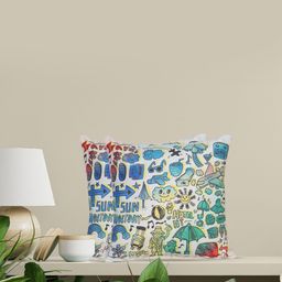 Sivya White & Blue Set of 2 Quirky Square Cushion Covers-37