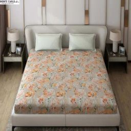 Monte Carlo Edmond Brown Polyester 130 TC Queen Bedsheet with 2 Pillow Covers-image-85